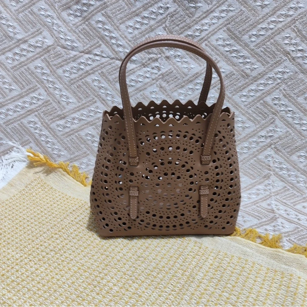 Alaïa Taupe Laser-Cut Scalloped Tote